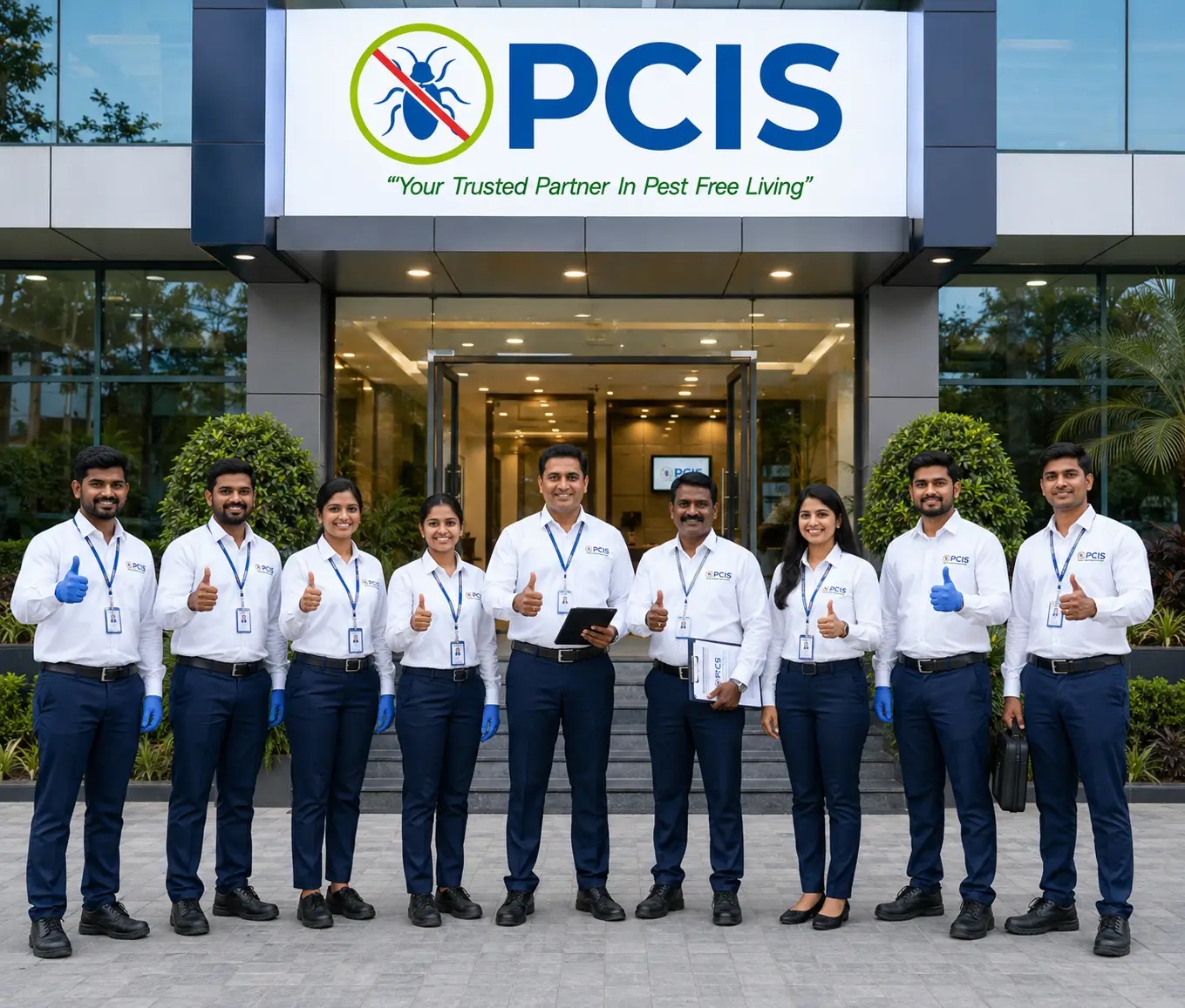 Pest Care India Solutions technician in PPE conducting a commercial facility inspection