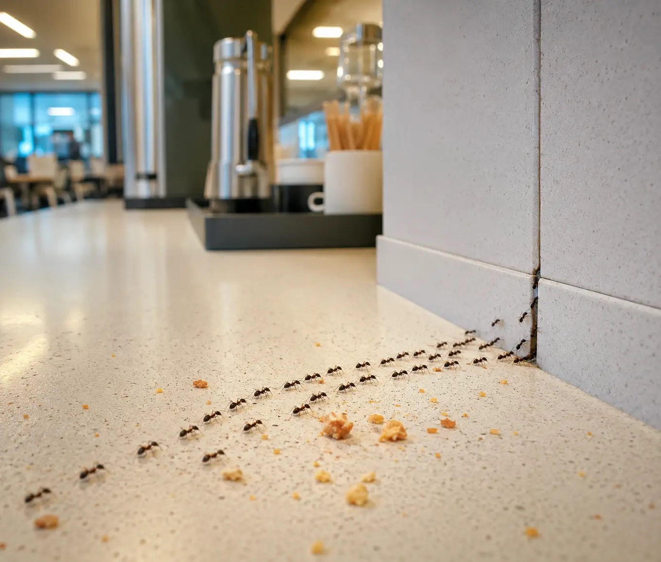 Ant gel baiting treatment in a commercial kitchen