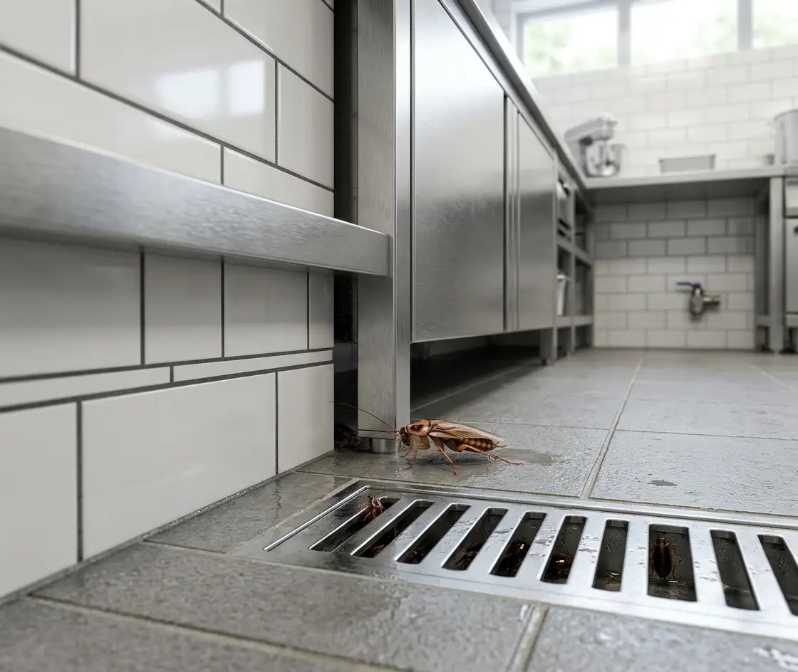 Cockroach management inspection in a commercial kitchen