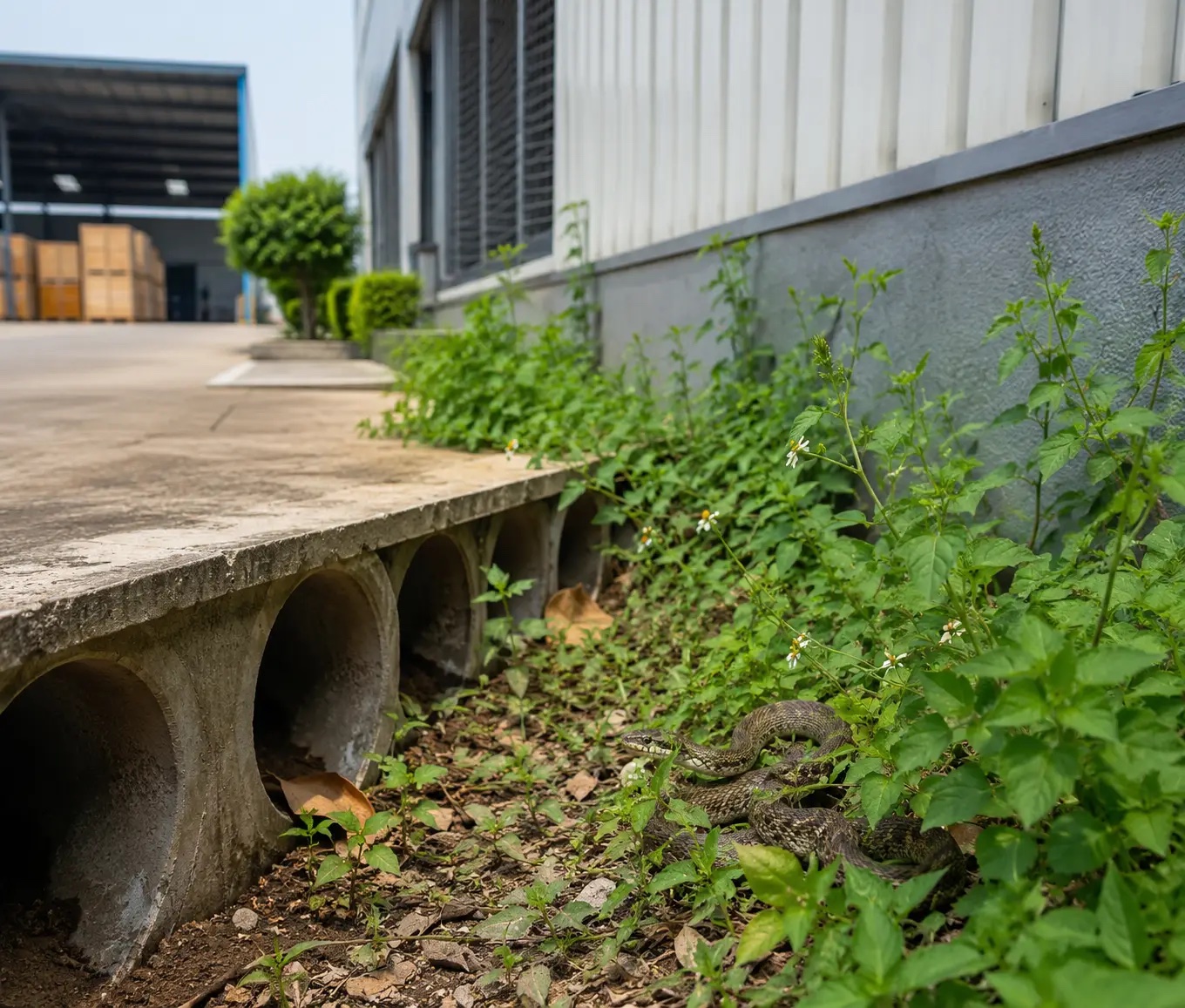 Snake prevention perimeter inspection at an industrial facility